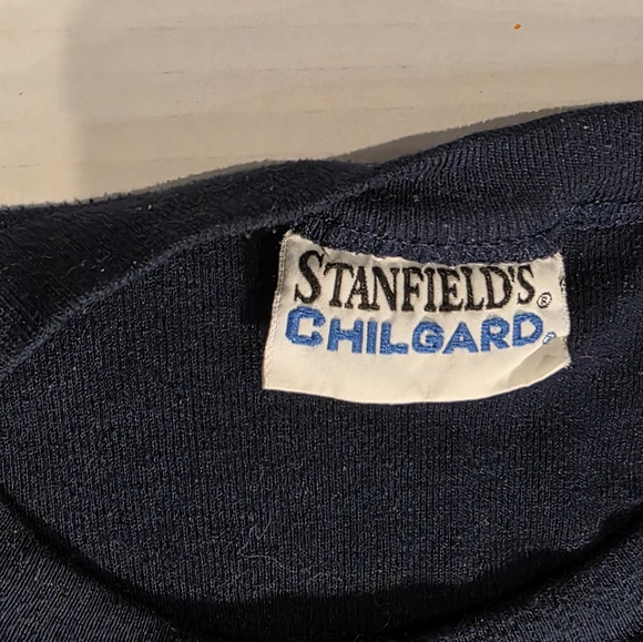Vintage Stanfields Chilgard Long Sleeve Thermal Shiry Navy Blue Mens Sz M-Large - Picture 4 of 6